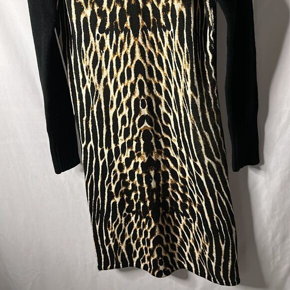 Vince Camuto Animal Print Sweater Dress Black Brown Beige Size Small - Picture 4 of 8